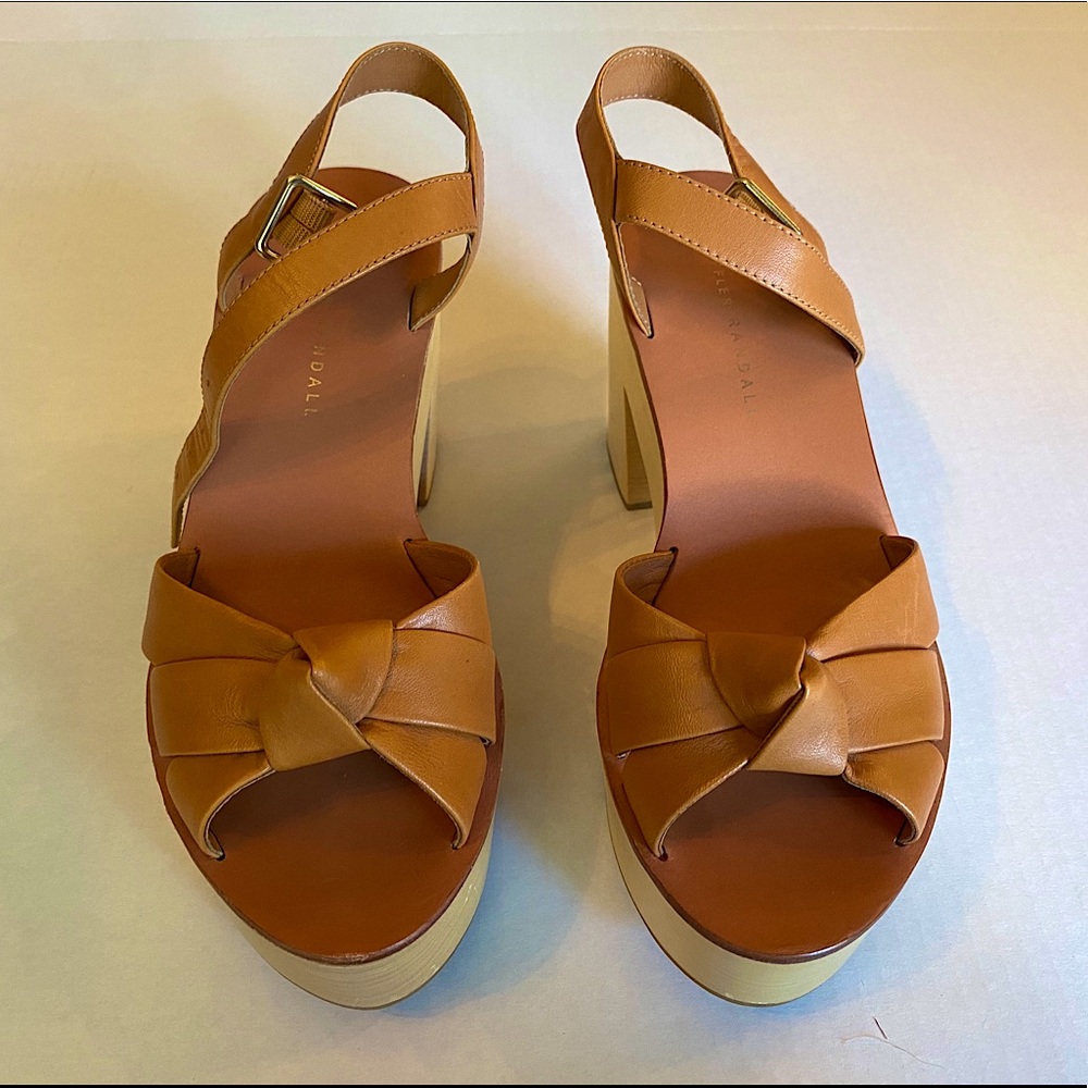 LOEFFLER RANDALL Tan ‘Elsa’ Knot Platform Sandals